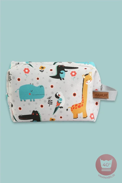 Kirli Temiz Islak Organizer Çantası Animal Bebek Çocuk Kıyafet Çamaşır Anne Makyaj Alezli Çanta - 3