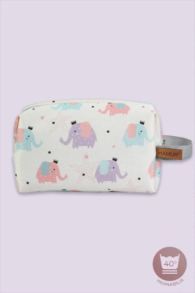Kirli Temiz Islak Organizer Çantası Elephant Bebek Çocuk Kıyafet Çamaşır Anne Makyaj Alezli Çanta - 3