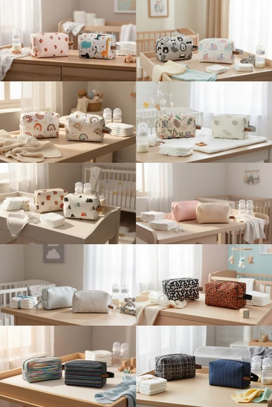 Kirli Temiz Islak Organizer Çantası Bb-504 Bebek Çocuk Kıyafet Çamaşır Anne Makyaj Alezli Çanta - 5