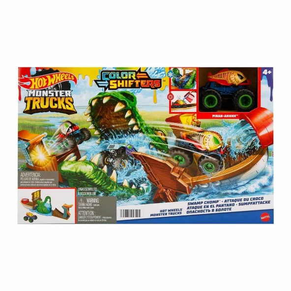 Hot Wheels Monster Trucks Renk Değiştiren Araçlar Timsahdan Kaçış Oyun Seti - 6