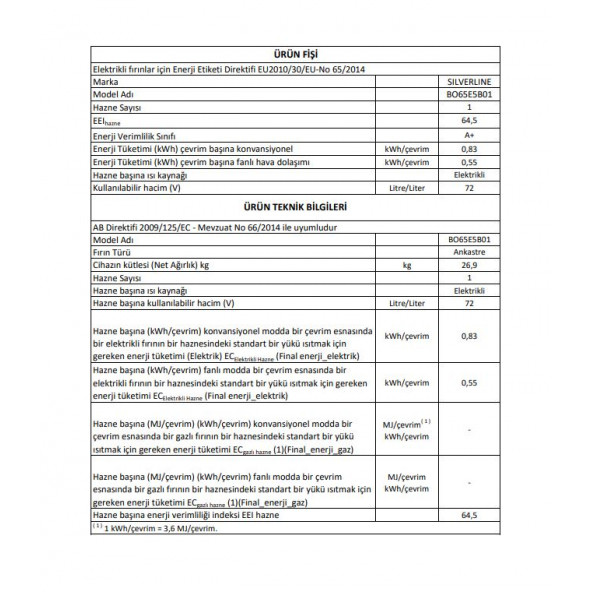 Silverline BO65E5B01 Siyah Cam Ankastre Fırın 14 Program Multifonksiyonel - 4