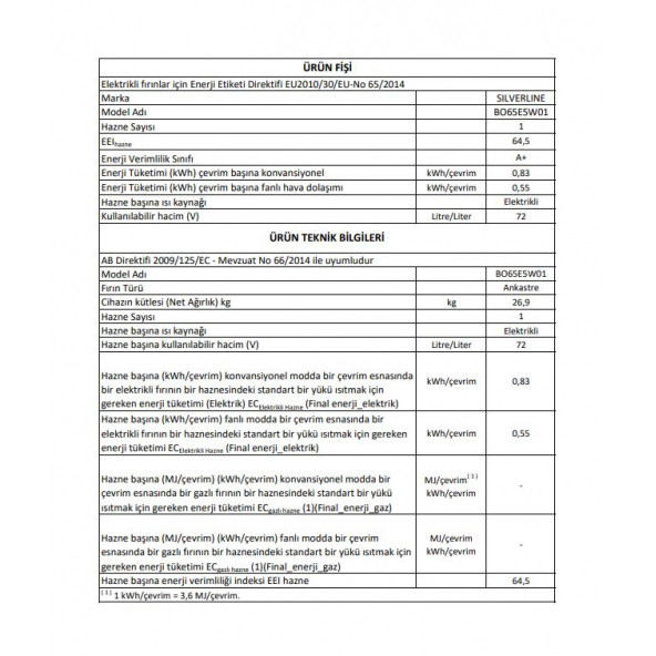 Silverline BO65E5W01 Beyaz Cam Ankastre Fırın 14 Program Multifonksiyonel - 4