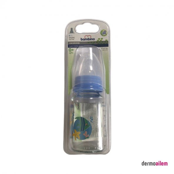 Bambino Cam Biberon 125 Ml Mavi Balık Desenli B013