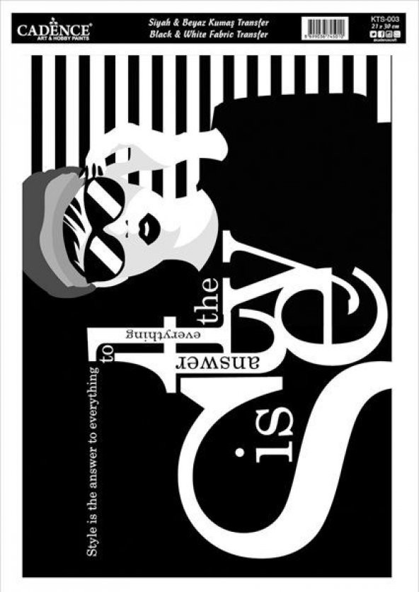 Cadence Siyah&Beyaz Kumaş Transfer 21x30 cm. KTS-003