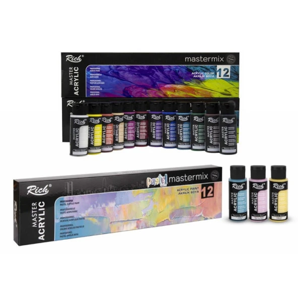 Rich Mastermix Akrilik Boya 12 Canlı + 12 Pastel Renk 24x60 cc.