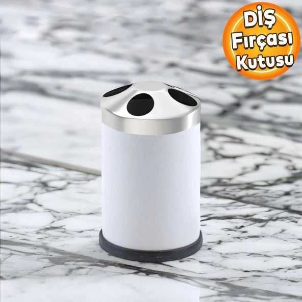 Set Üstü Diş Fırçalık Banyo Metal Diş Fırçası Kabı Kutusu Beyaz