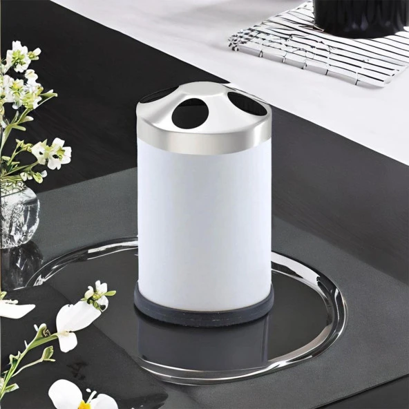 Set Üstü Diş Fırçalık Banyo Metal Diş Fırçası Kabı Kutusu Beyaz - 6