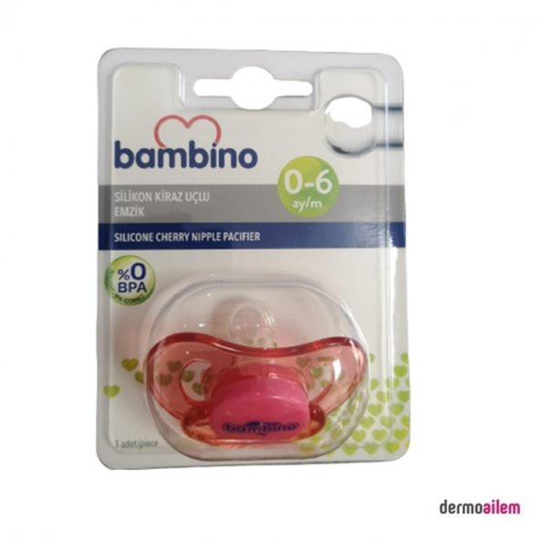 Bambino Silikon Kiraz Uçlu Emzik 0-6 ay Kırmızı