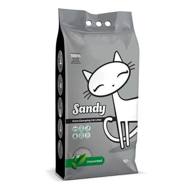 Sandy Parfümsüz Unscented Ekstra Topaklanan Sodyum Bentonit Kedi Kumu 10 Kg