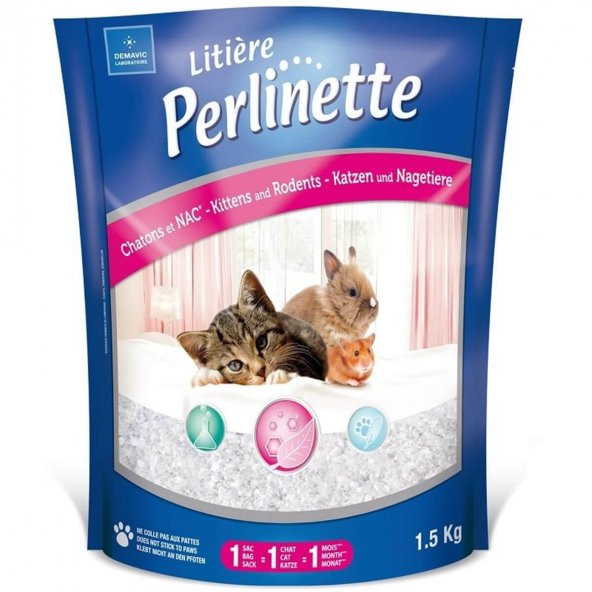 Perlinette Kıtten Rodent Kedi Kemirgenler İçin Mikro Kristal Kum 1,5 Kg