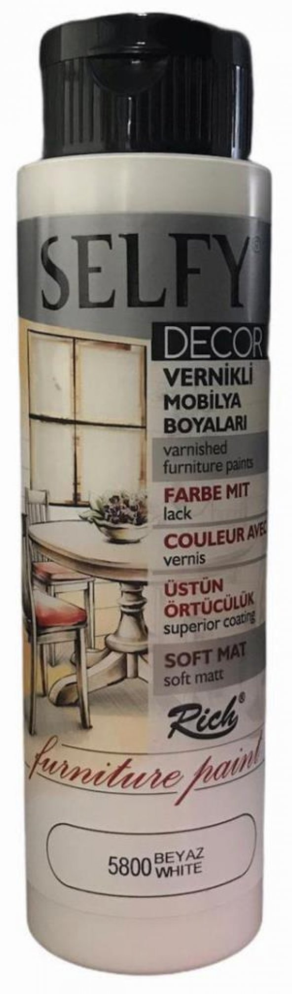 Rich Selfy Decor Vernikli Boya 500cc Beyaz 5800