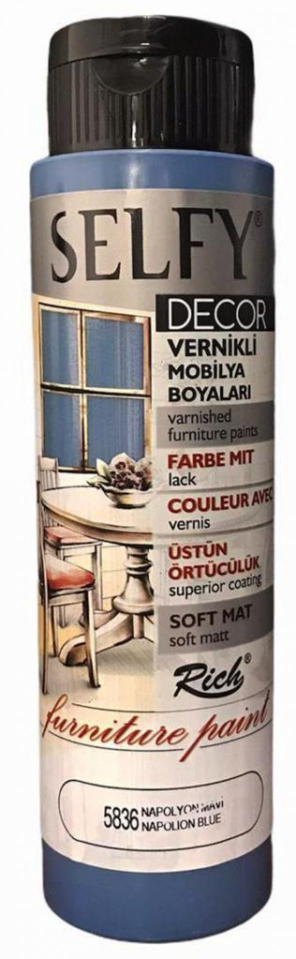Rich Selfy Decor Vernikli Boya 500cc Napolyon Mavi 5836 ürün görseli 1