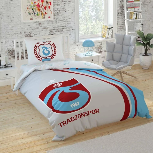 Taç Tek Kişilik Lisanslı Ranforce Nevresim Takımı Trabzonspor 1967 Logo - 2