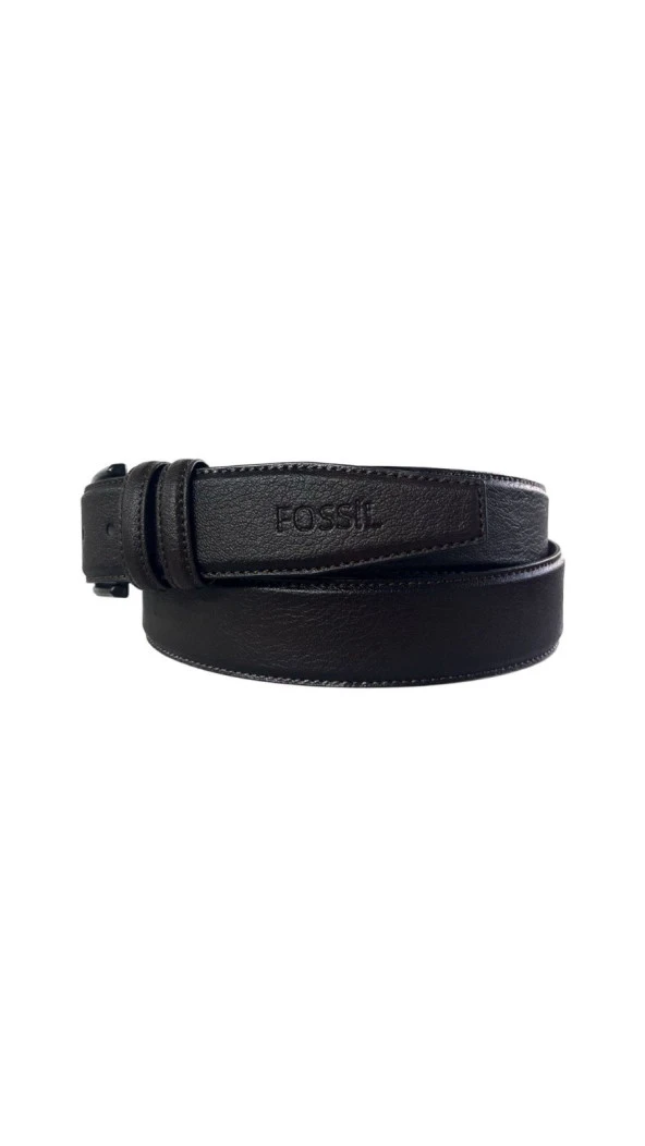 Fossil Kahve Düz Dikiş Suni Deri 3,5 cm Erkek Kemeri-130CM - 3
