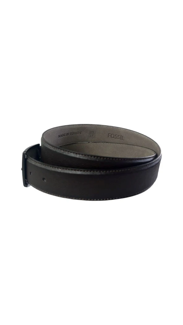Fossil Kahve Düz Dikiş Suni Deri 3,5 cm Erkek Kemeri-130CM - 5