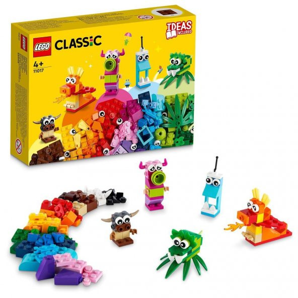 LEGO Classic Yaratıcı Canavarlar 11017, Mini Yapı Canavar Oyuncakları, Tuğla Kutu Yapı Seti