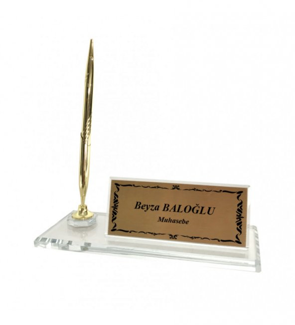 Kristal Altın Tek Kalemli Masa İsimliği HK2673 - Resim 2