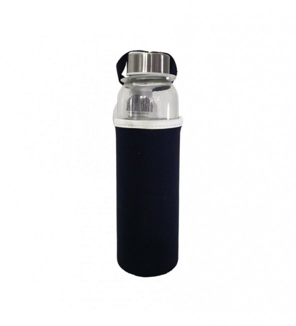 Kişiye Özel Siyah Kılıflı Cam Matara 500 ml HK2671 - 3