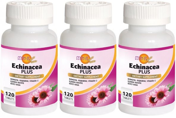 Meka Nutrition Ekinezya Plus 3x120 Tablet Echinacea Kuşburnu Vitamin C Vitamini