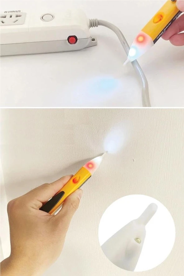 Elektrik Kaçak Tespit Cihazı - Temassız Işıklı Kablo Voltaj Test Cihazı - Temazsız Faz Kontrol Kalemi - 2