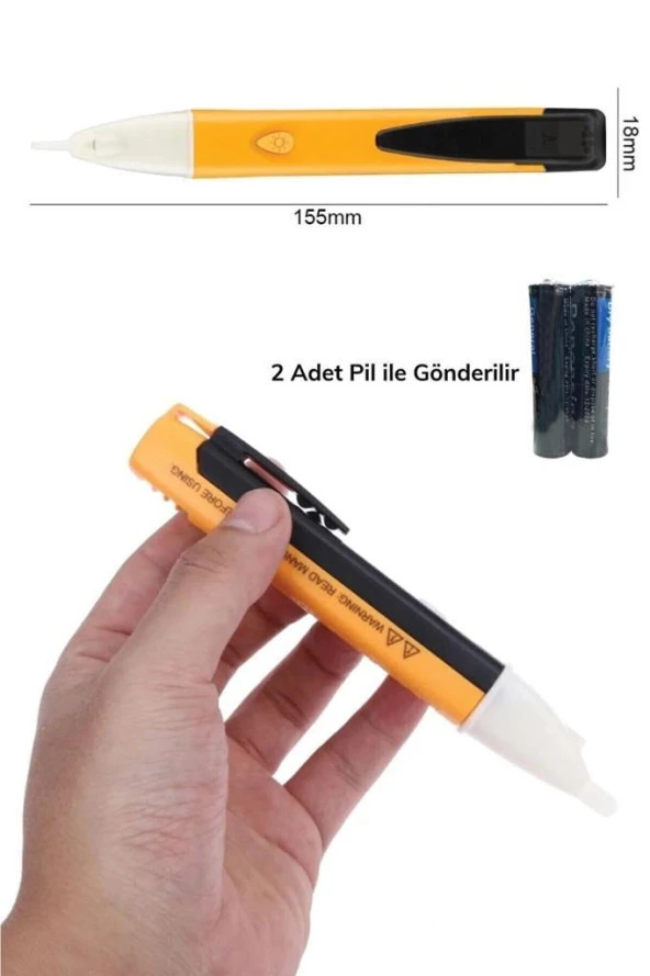 Elektrik Kaçak Tespit Cihazı - Temassız Işıklı Kablo Voltaj Test Cihazı - Temazsız Faz Kontrol Kalemi - 4