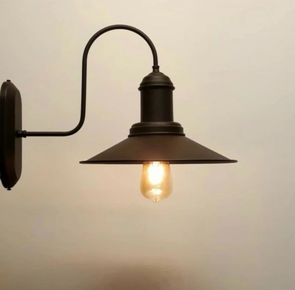 Dylight Retro Metal Kuğu Aplik Siyah Dekoratif Rustik Aplik