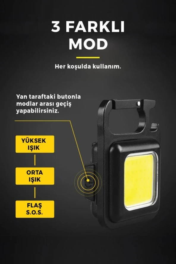 LED Mini Anahtarlık Fener Şarjlı Kamp Balıkçı Tamirci Için Çalışma Feneri Çok Fonksiyonlu Taşınabilir Işık - 4