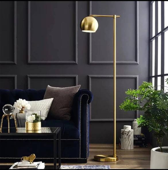 Retro Metal Dekoratif Rustik Gold Başlık Köşe Lambası Lambader Başlık Çap:20 cm ürün görseli