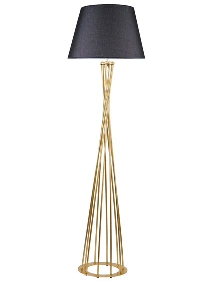 Dylight Retro Lambader Köşe Lambası Parlak Gold Siyah Başlık 45cm Başlık