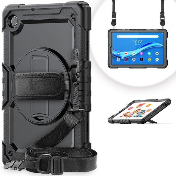 Lenovo Tab M10 3. Nesil TB-328FU T610 Kılıf Defender Askılı Pars Case Fuji