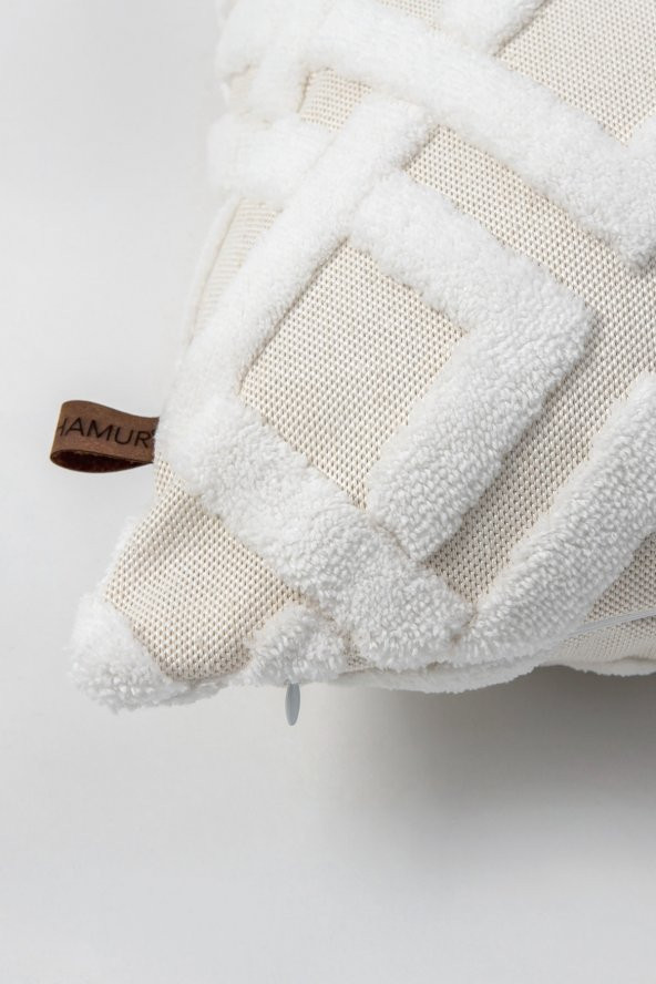 Jakarlı Kırlent 43x43 cm Mila Ekru - 2