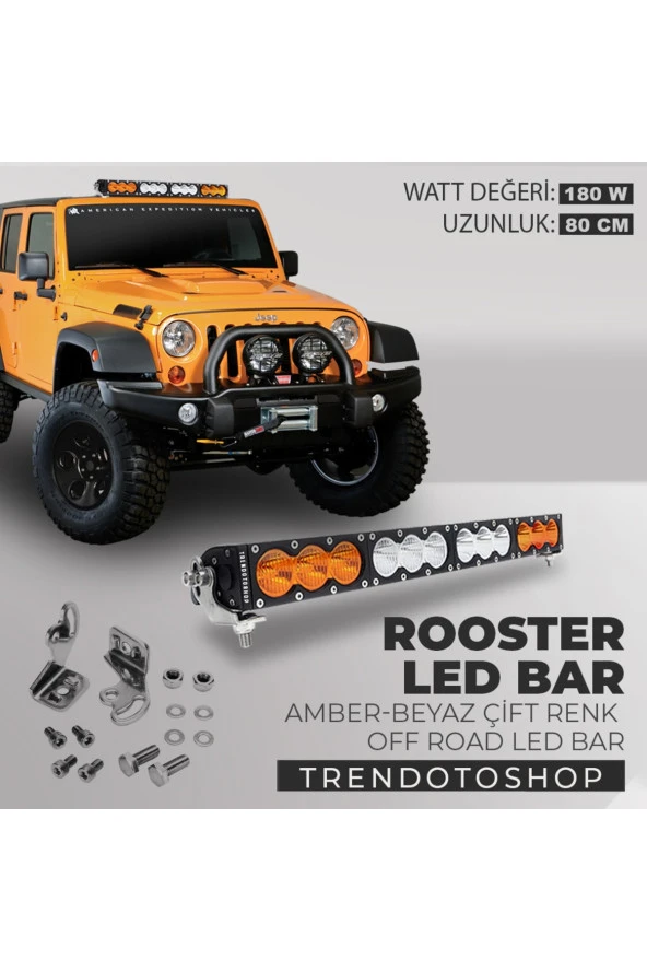 180w 80 Cm Amber-beyaz 3 Modlu Baja Style Rooster Off Road Led Bar