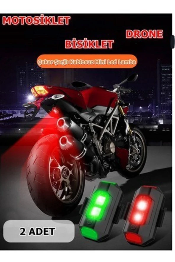 Rgb Motosiklet Drone Bisiklet Otomotiv Şarjlı Kablosuz Mini Led - 7 Farklı Renk