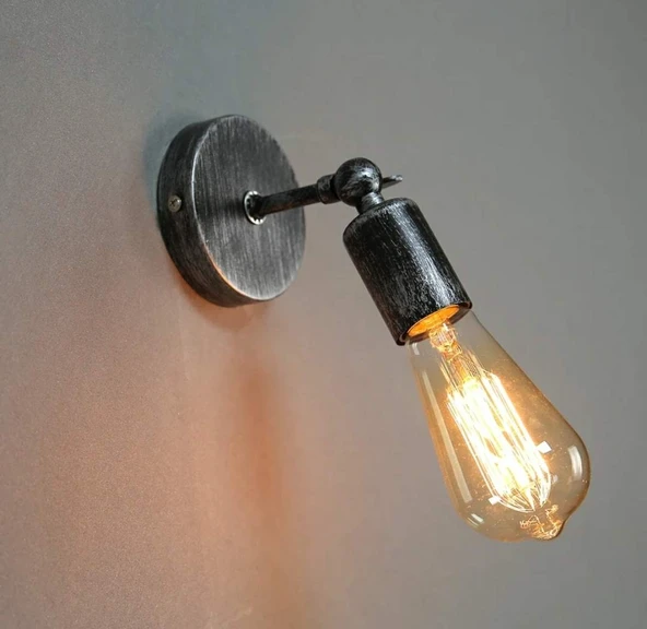 Dylight Retro Gümüş  Patinalı Metal Mafsalı Dekoratif Duvar Aplik ürün görseli