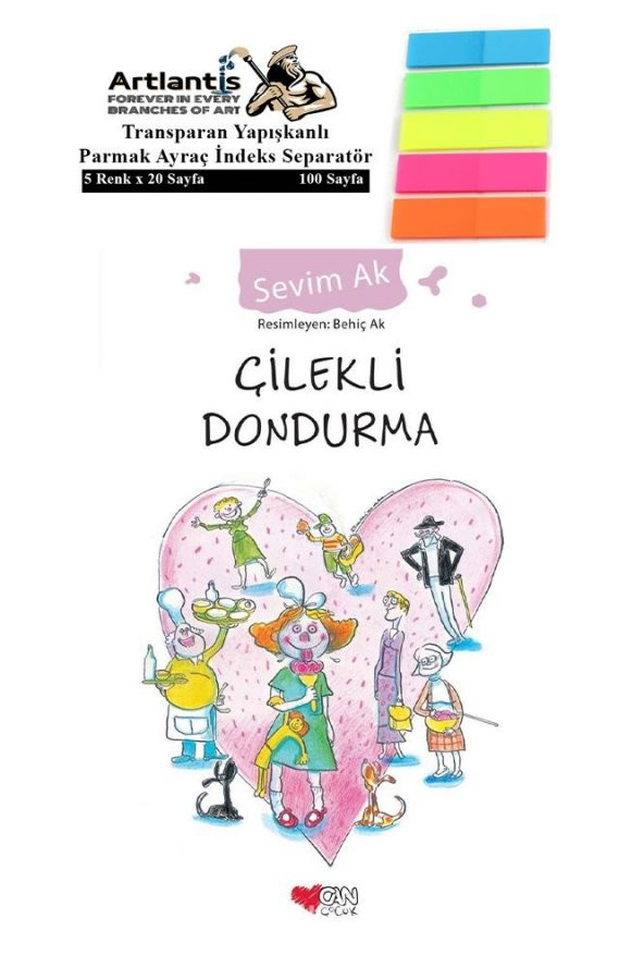Çilekli Dondurma Sevim Ak 120 Sayfa Karton Kapak 1 Adet Fosforlu Transparan Kitap Ayraç 1 Paket