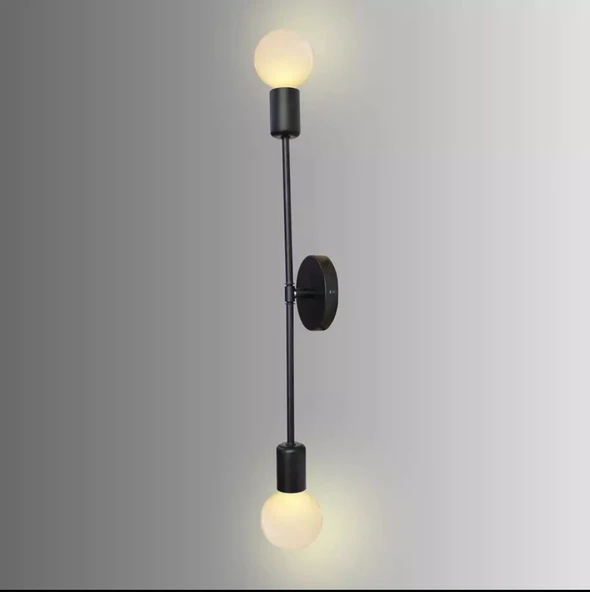 Dylight Retro Metal 2 Li Siyah Dekoratif Rustik Duvar Aplik - Resim 2