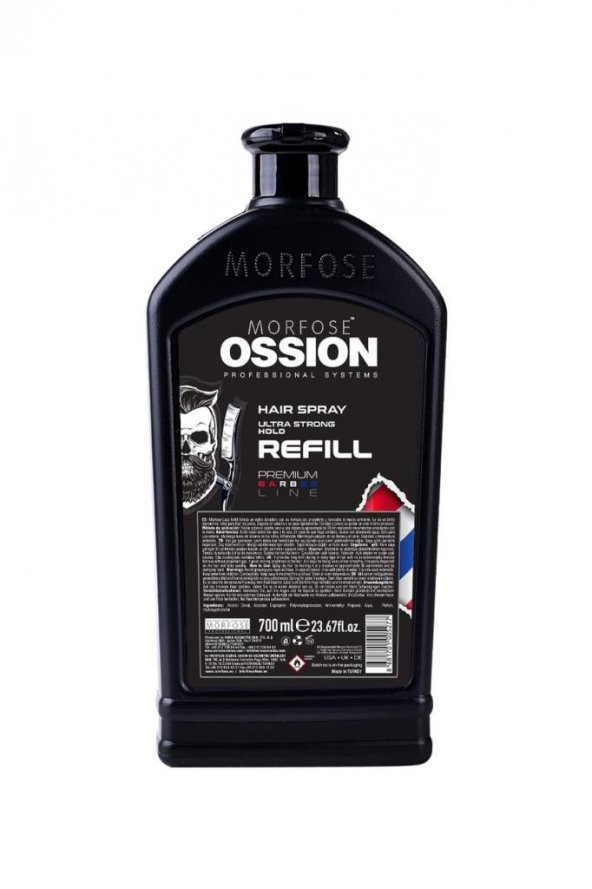 Morfose Ossion Premium Barber Line Ultra Strong Refill Gazsız Saç Spreyi 700 Ml