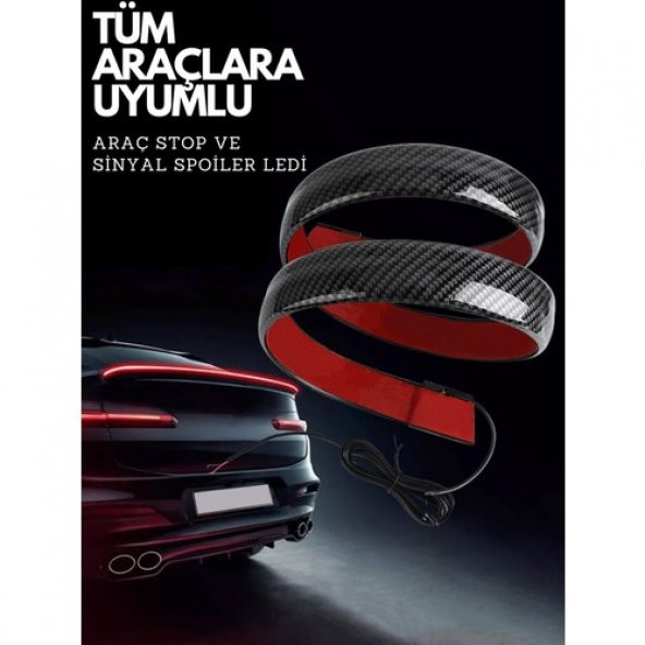 Karbon Desenli Ledli Spoiler Esnek Ledli Spoiler Universal Karbon Işıklı - 2