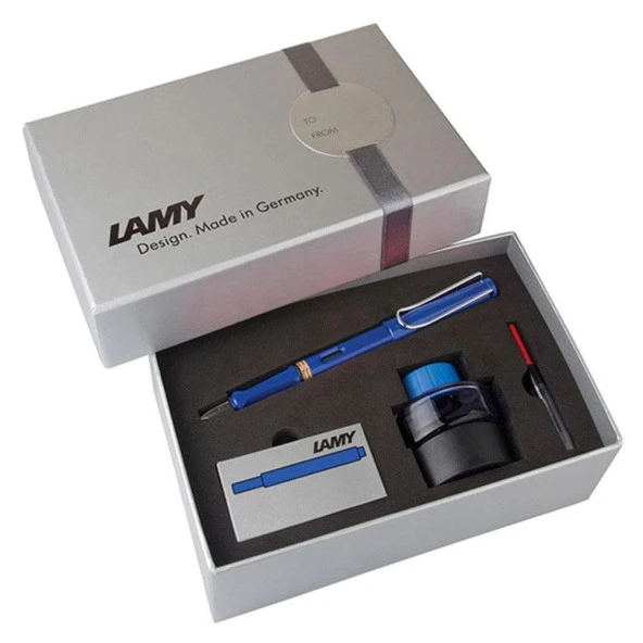 Lamy Dolma Kalem Seti Safari M Uç Özel Kutulu Mavi Kalem Seti