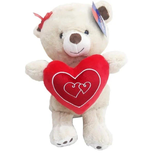 Halley Oyuncak Kırmızı Tokalı Ayı 30 Cm Peluş Ayı
