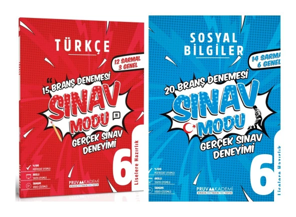 Pruva Akademi 6. Sınıf Türkçe + Sosyal Bilgiler Sınav Modu Seti 2 Kitap 2023