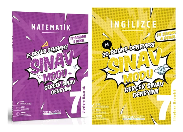 Pruva Akademi 7. Sınıf Matematik + İngilizce Sınav Modu Seti 2 Kitap 2024