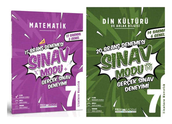 Pruva Akademi 7. Sınıf Matematik + Din Kültürü Sınav Modu Seti 2 Kitap 2023