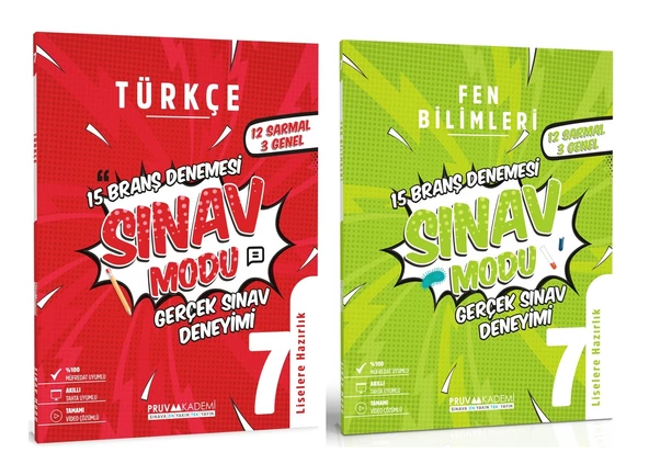Pruva Akademi 7. Sınıf Türkçe + Fen Bilimleri Sınav Modu Seti 2 Kitap 2024