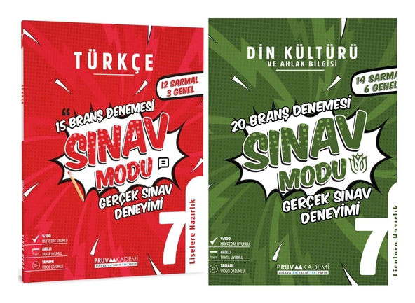 Pruva Akademi 7. Sınıf Türkçe + Din Kültürü Sınav Modu Seti 2 Kitap 2024
