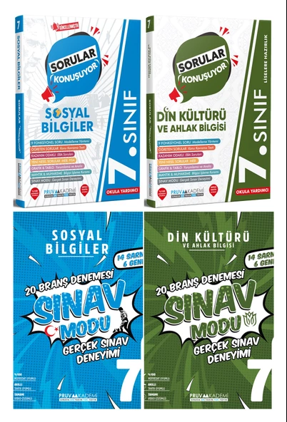 Pruva Akademi 7. Sınıf Sosyal Bilgiler + Din Kültürü Sorular Konuşuyor + Deneme Seti 4 Kitap 2024