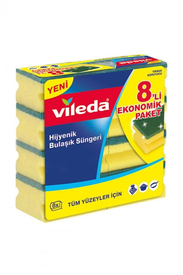 Vileda Ab Bulaşık Süngeri Glitzi  8 Li Oluklu