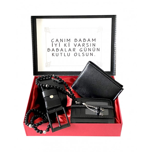 Sevgiliye Babaya Arkadaşa Hediye Set Deri Cüzdan Kemer Kartlık Tesbih