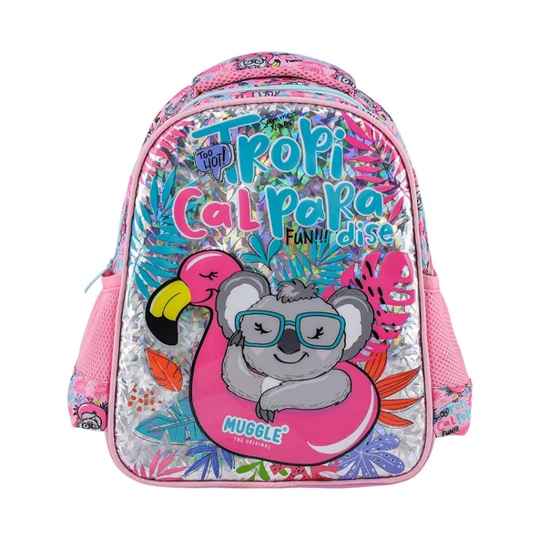 Muggle Anaokul Çantası Tropikal Pradice Pembe Kız Çocuk Anaokulu Çantası