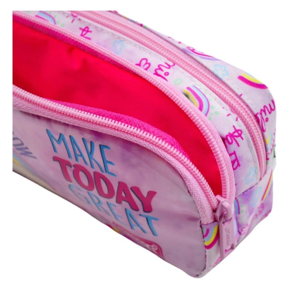 Muggle Kalem Çantası Soft Rainbow Pembe İki Bölmeli Kalemlik - 3